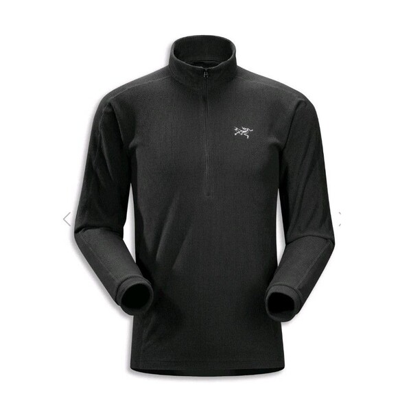 Arc'teryx Men's Large Delta LT Half Zip Waffle Polartec Fleece Black Base Layer - Picture 8 of 8